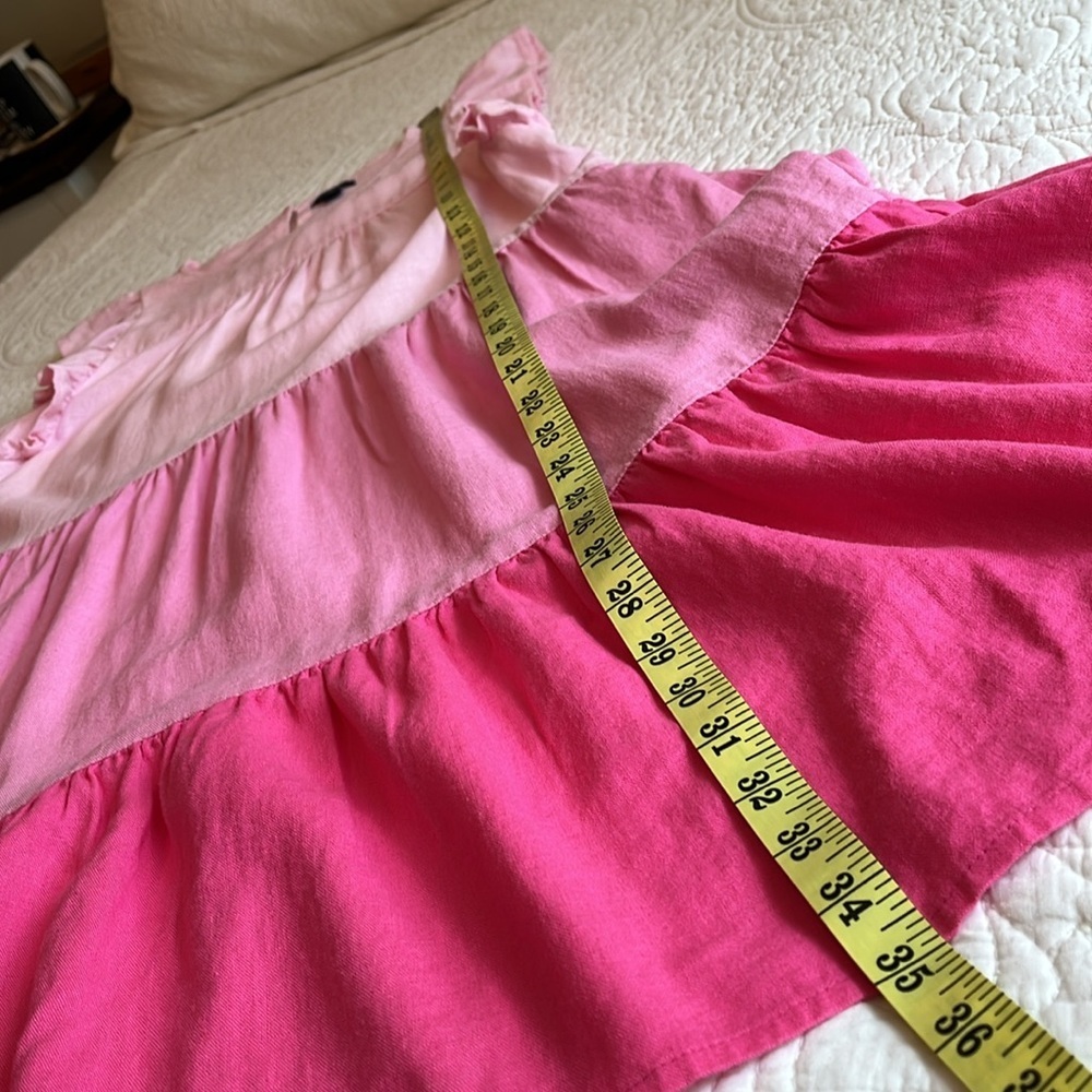 J. Crew Linen Dress Pink Tiered Ruffle Sleeveless Womens 4 Pockets Flowy Cottage - Picture 9 of 17